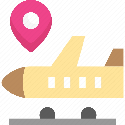 Airplane, airport, location pin, map, pointer icon - Download on Iconfinder