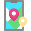 gps, location pin, map, mobile app, place 