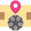 football, location pointer, map, placeholder, stadium