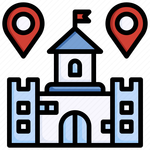 Castle, fortress, location, buildings, pin icon - Download on Iconfinder