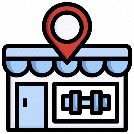 Gym, exercise, location, pin, placeholder, shop icon - Download on Iconfinder