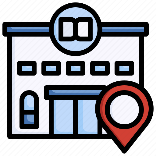 Library, location, pointer, building, map icon - Download on Iconfinder