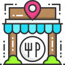 location pin, meal, place, pointer, restaurant