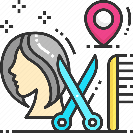 Beauty saloon, hair cut, location, pin icon - Download on Iconfinder