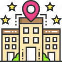 building, gps, hotel, location pin, place
