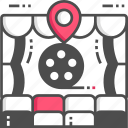 location, movie, pin, pointer, theatre