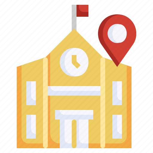 School, building, location, pin, placeholder, gps icon - Download on Iconfinder