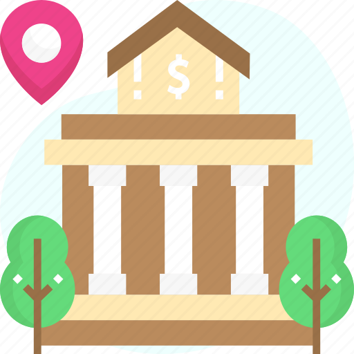 Bank, location, pin, placeholder, pointer icon - Download on Iconfinder