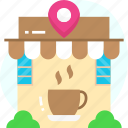 coffee shop, gps, location, place, pointer