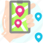 gps, location pin, map, mobile app, place 