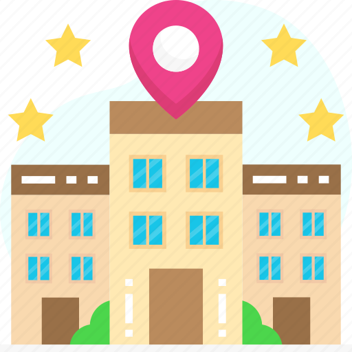 Building, gps, hotel, location pin, place icon - Download on Iconfinder