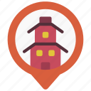 japanese, building, maps, gps, point, temple