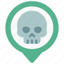 skull, maps, gps, point, grave