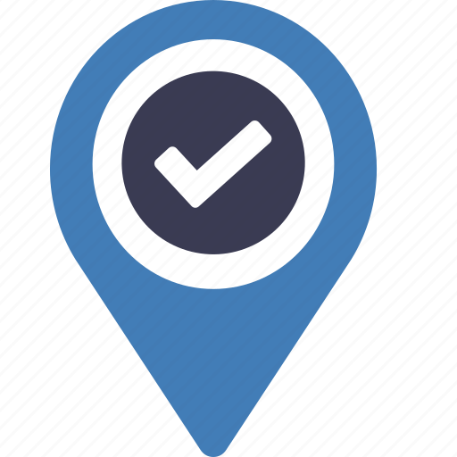 Checkmark, gps, location, map, pin, verified, approved icon - Download on Iconfinder