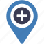 hospital, location, map, pin, marker, navigation 