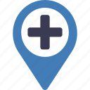 hospital, location, map, pin, marker, navigation, direction