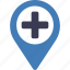 hospital, location, map, pin, marker, navigation, direction 