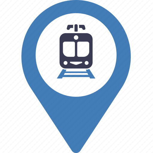 Railway station, train, station, location, pin, placeholder, map icon - Download on Iconfinder