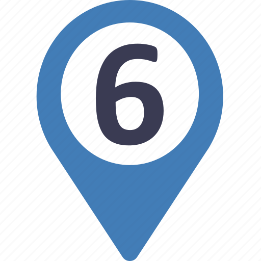 Six, formula, location, number, track, navigation, pin icon - Download on Iconfinder