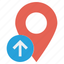 gps, location, location pin, map pin, navigation, pin, up arrow