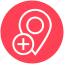 gps, location, location pin, map pin, navigation, pin, plus 
