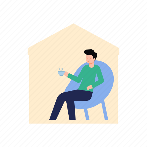 Boy, sitting, drinking, tea, lockdown icon - Download on Iconfinder