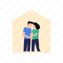 couple, holding, hands, lockdown, home