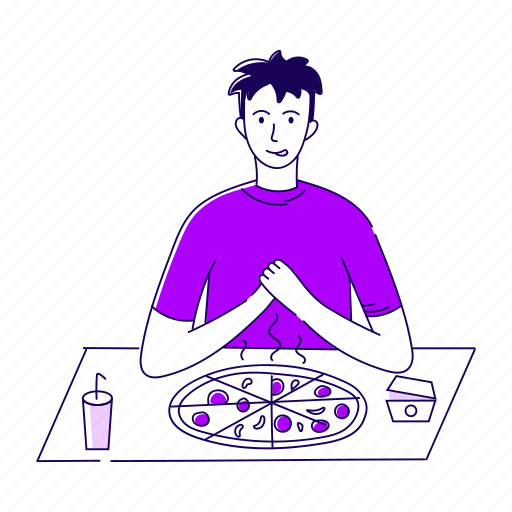 Eats, pizza, food, restaurant, meal, man, male illustration - Download on Iconfinder