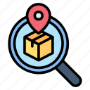 box, delivery, magnifying, package, search, shipping, tracking