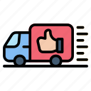 feedback, like, rating, review, testimonial, truck, delivery