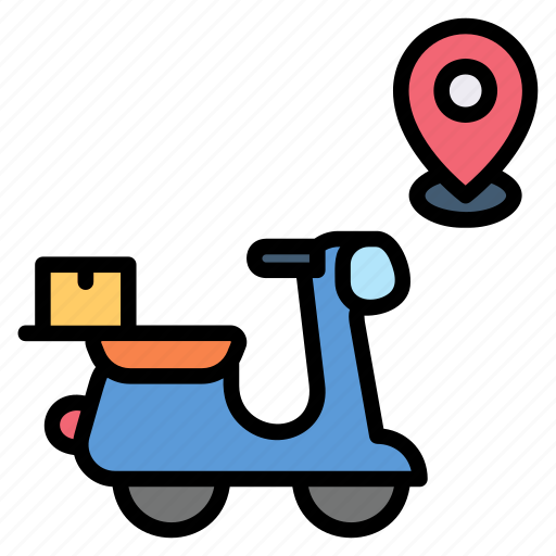 Motorcycle, logistics, delivery, shipping, courier, pin, location icon - Download on Iconfinder