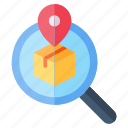 box, delivery, magnifying, package, search, shipping, tracking