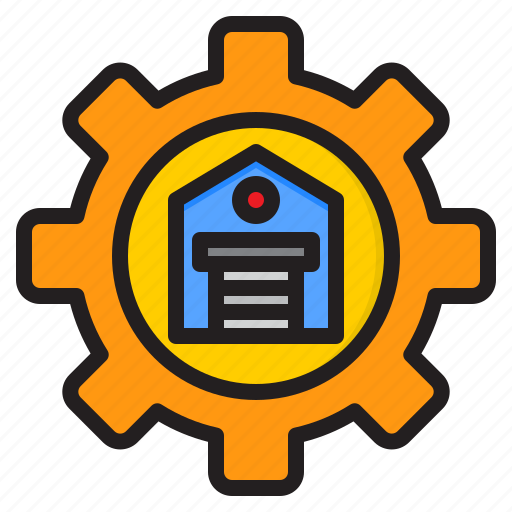 Warehouse, logistics, gear, storehouse, config icon - Download on Iconfinder