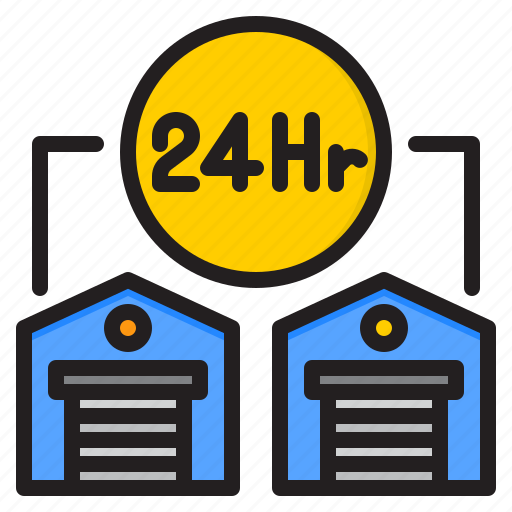 Warehouse, storehouse, logistics, delivery, 24hr icon - Download on Iconfinder