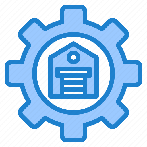 Warehouse, logistics, gear, storehouse, config icon - Download on Iconfinder