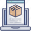 box, browser, computer, laptop, logistic, package, website 