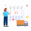 delivery reminder, delivery date, logistic schedule, logistic calendar, shipment date 