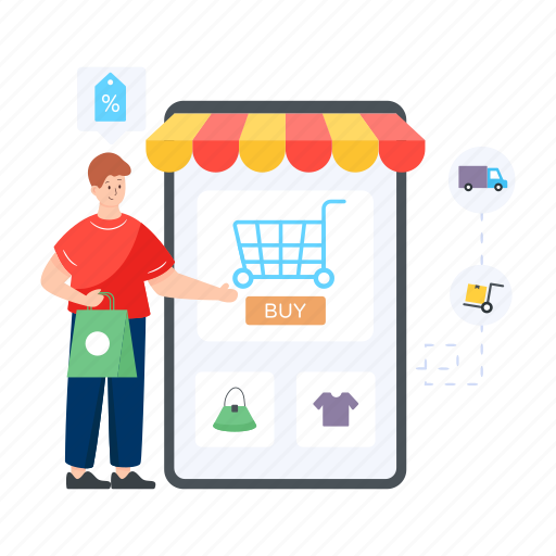 Online purchase, shopping app, online shopping, ecommerce, mobile shopping illustration - Download on Iconfinder