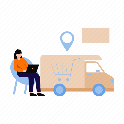 Logistic, truck, delivery, location, female icon - Download on Iconfinder