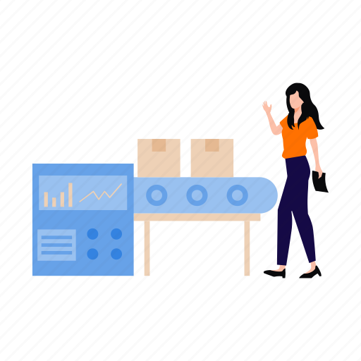 Package, conveyor, girl, standing, logistic icon - Download on Iconfinder