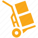 boxes, hand truck, logistics, package