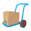 cargo, cartoon, dolly, freight, package, post, transportation 