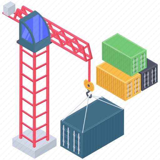 Crane machine, industrial crane, material lifter, parcel loading, tower crane icon - Download on Iconfinder