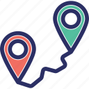 location marker, location pointer, map locator, map pin, pathway