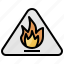 alert, caution, fire, flammable, sign, signaling, warning 