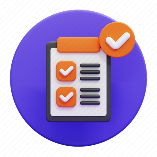 Checklist, check, task, list, ok, mark, document 3D illustration - Download on Iconfinder
