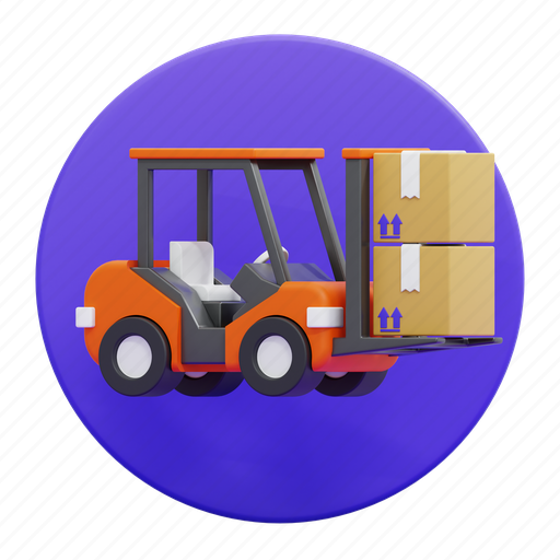Forklift, lift, shipping, transportation, logistics, logistic, warehouse 3D illustration - Download on Iconfinder