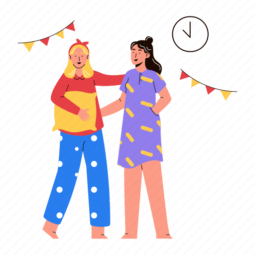 Pajama party, pajamas, night, bestie, costume, party, celebration illustration - Download on Iconfinder
