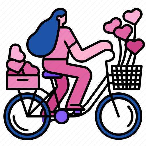 Romantic, women, bicycle, valentine, love, romance, heart icon - Download on Iconfinder