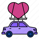 freight, romantic, valentine, love, heart, carry, car 